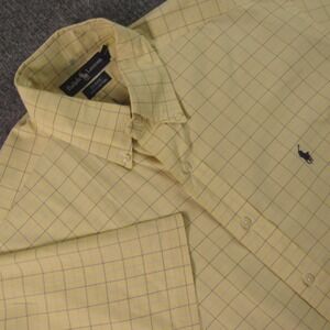 Ralph Lauren Shirt Mens Medium Yellow Blake Short Sleeve Button Down Flawed